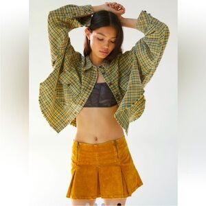 NWT Urban Outfitters BDG Joey Flannel Cropped Button Down Shirt
